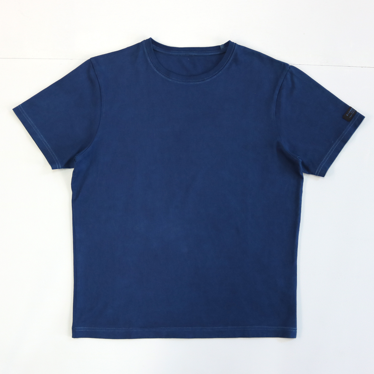 HOFI-021-JB [ 本藍染 ] オーガニック超長綿 タック襟Tシャツ：群青