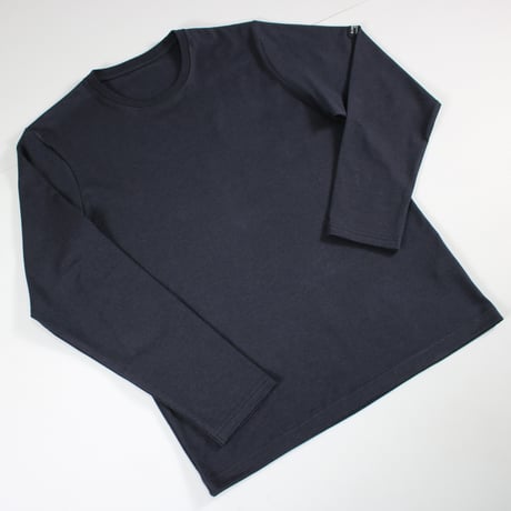 HOFI-023R オーガニック超長綿 タック襟長袖Ｔシャツ：撚り杢ネイビー
