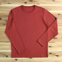 HOFI-023R オーガニック超長綿 タック襟長袖Ｔシャツ：ブラウンレッド