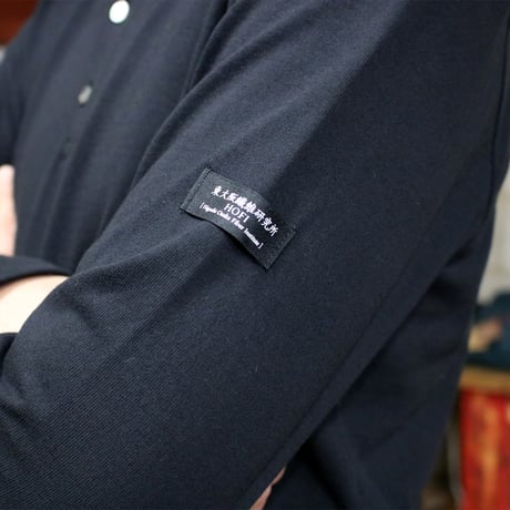 HOFI-051 スーピマ超長綿強撚ヘンリーネック長袖Ｔシャツ：ブラック