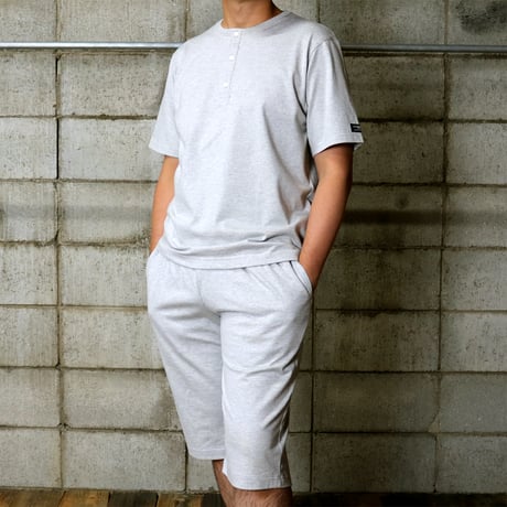 HOFI-031 ペルー超長綿 ヘンリーネックＴシャツ：グレー