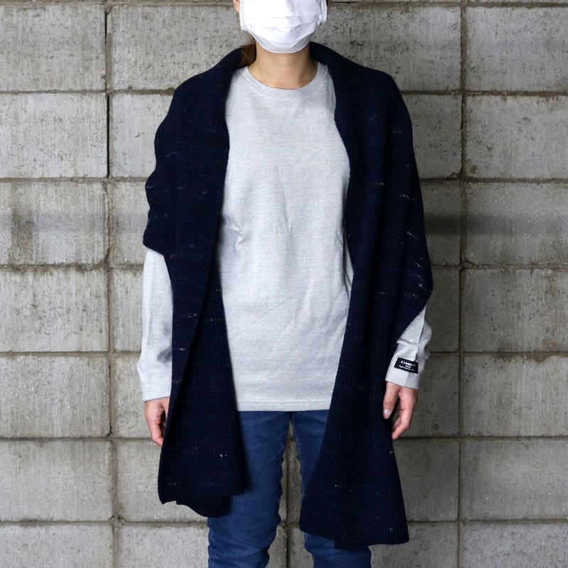 HOFI-02-001 スパニッシュウールマフラー : ネイビー | 東大阪繊維研究