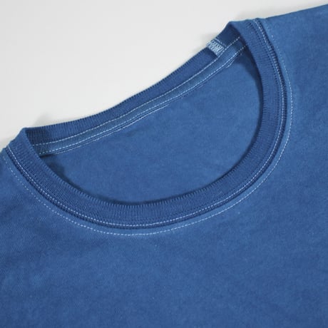 HOFI-023R-JB [ 本藍染 ] オーガニック超長綿 タック襟長袖Ｔシャツ：青