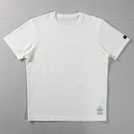 HOFI-021R オーガニック超長綿 タック襟Ｔシャツ：ホワイト （撚糸機 刺繍）
