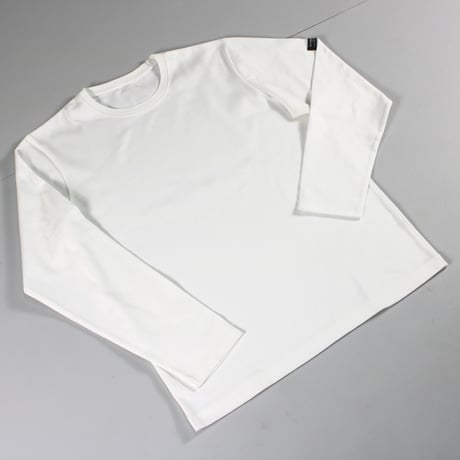 HOFI-023R オーガニック超長綿 タック襟長袖Ｔシャツ：ホワイト