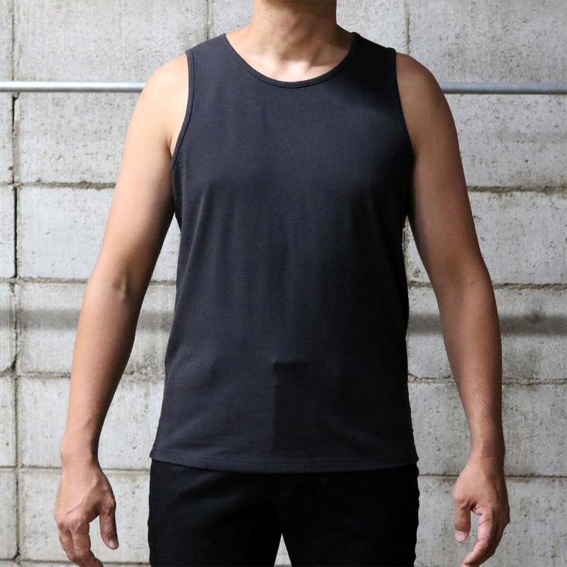 HOFI-036 インド超長綿 強撚タンクトップ：チャコール | 東大阪繊維