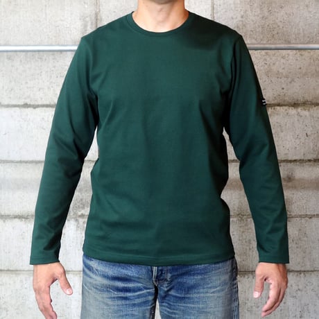 HOFI-023R オーガニック超長綿 タック襟長袖Ｔシャツ：フォレストグリーン