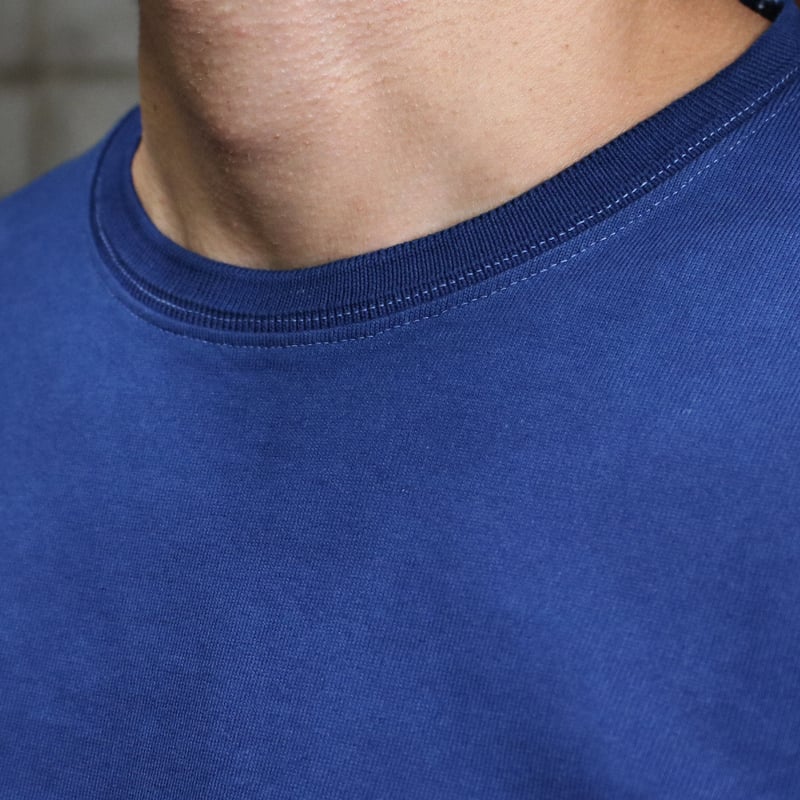 HOFI-023R-JB [ 本藍染 ] オーガニック超長綿 タック襟長袖Tシャツ