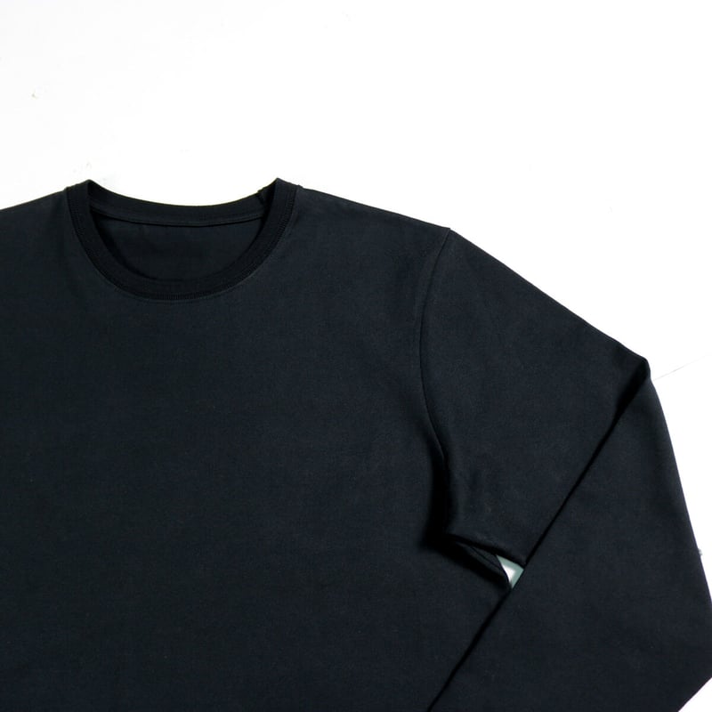 HOFI-023 オーガニック超長綿 タック襟長袖Tシャツ：ブラック | 東