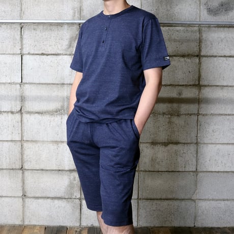 HOFI-031 ペルー超長綿 ヘンリーネックＴシャツ：インクブルー