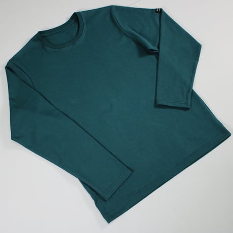 HOFI-023R オーガニック超長綿 タック襟長袖Ｔシャツ：撚り杢グリーン