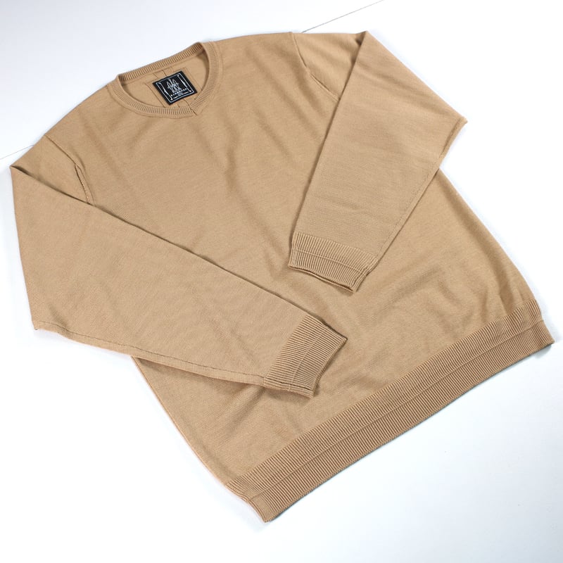 HOFI-046 18.5μmウール Vネックセーター：キャメル | 東大阪繊維研究所