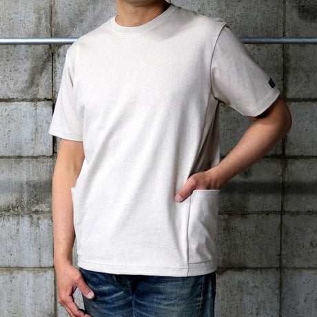 HOFI-024 ペルー超長綿 サイドポケットＴシャツ：ベージュ