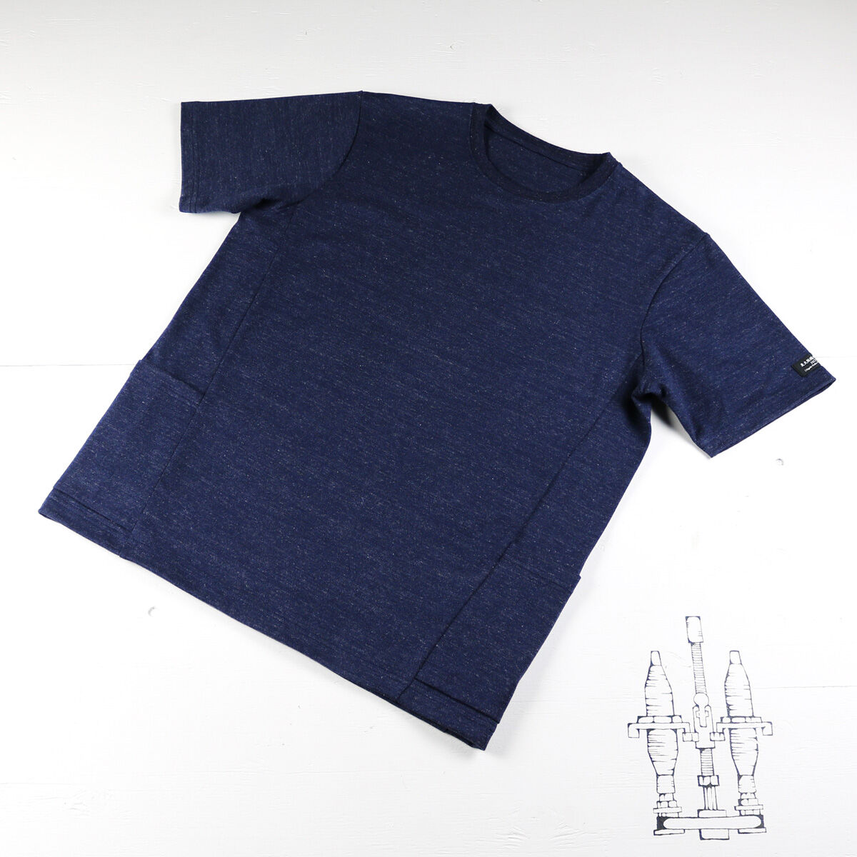 HOFI-024 ペルー超長綿 サイドポケットTシャツ：インクブルー | 東