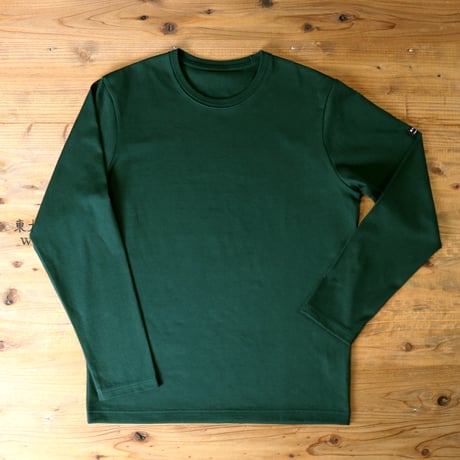 HOFI-023R オーガニック超長綿 タック襟長袖Ｔシャツ：フォレストグリーン