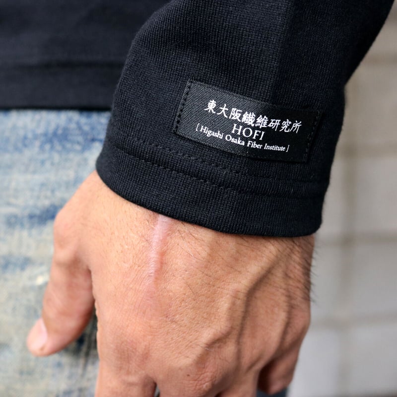 HOFI-023 オーガニック超長綿 タック襟長袖Tシャツ：ブラック | 東