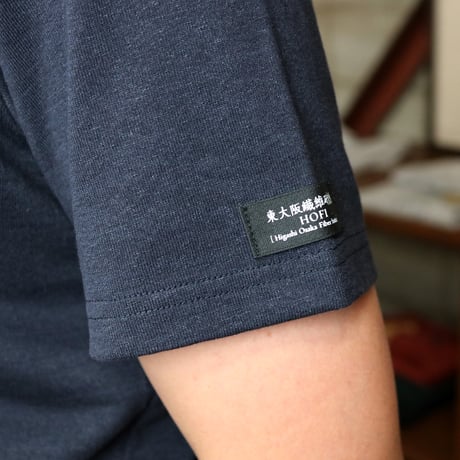 HOFI-033 リネンコットン ヘンリーネックＴシャツ：ネイビー