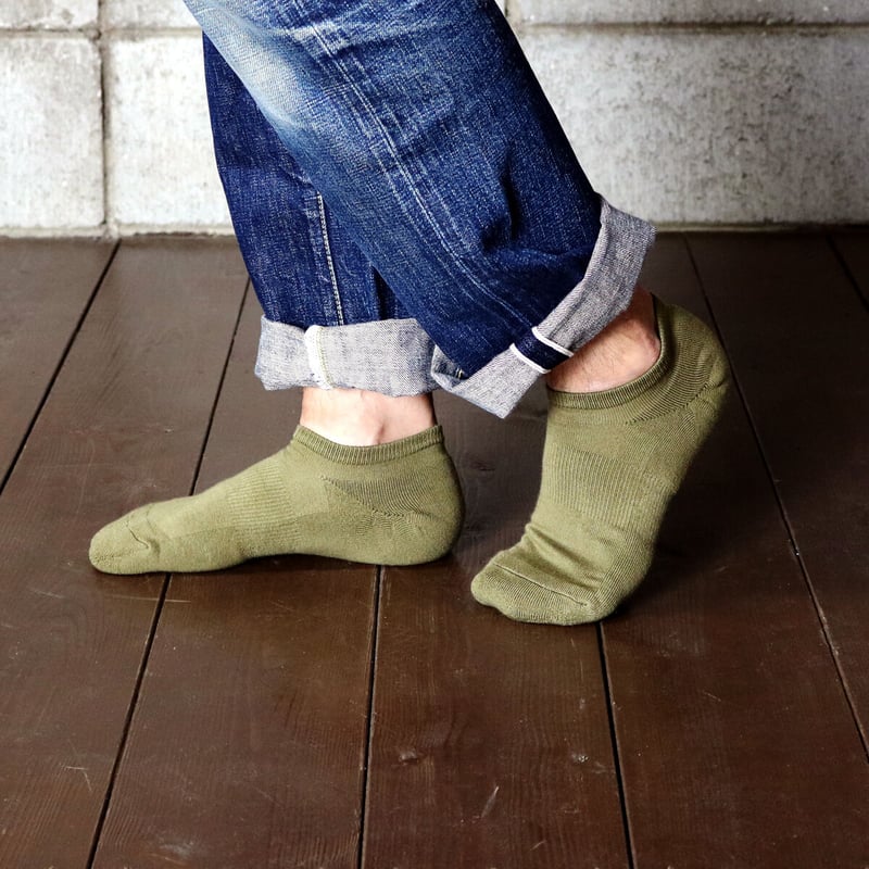 HOFI-01-001 パイルスニーカーソックス：オリーブ | 東大阪繊維研究所
