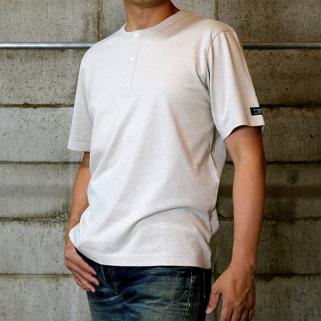 HOFI-031 ペルー超長綿 ヘンリーネックＴシャツ：ベージュ