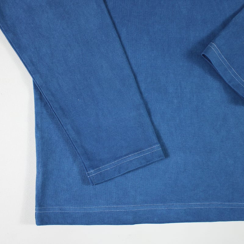 HOFI-023R-JB [ 本藍染 ] オーガニック超長綿 タック襟長袖Tシャツ