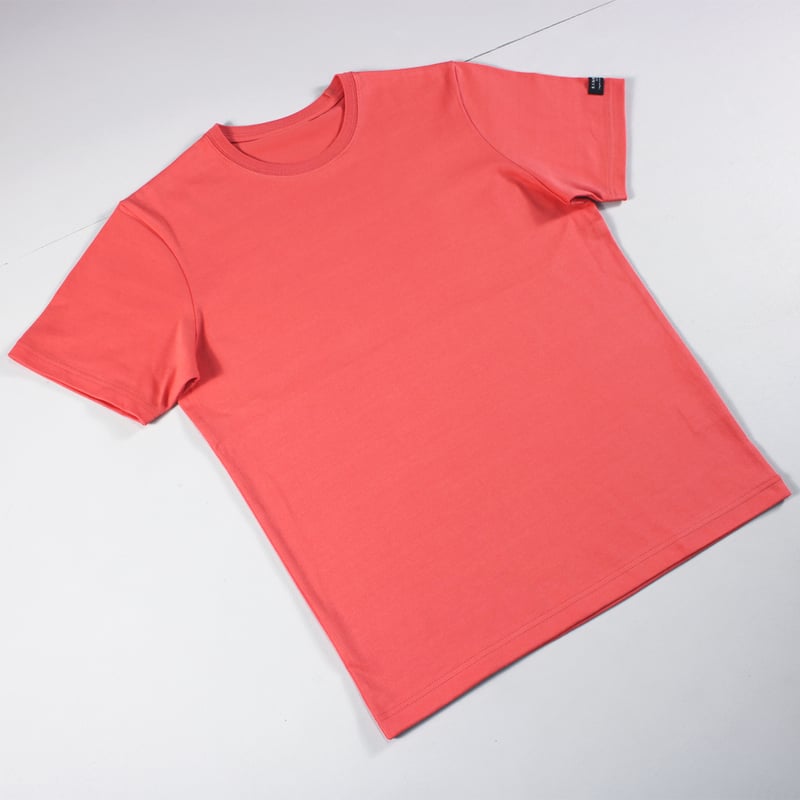 HOFI-021R オーガニック超長綿 タック襟Tシャツ：サーモンピンク | 東