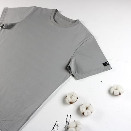 HOFI-021 オーガニック超長綿 タック襟Ｔシャツ：グレー