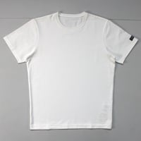 HOFI-021R-emb オーガニック超長綿 タック襟Ｔシャツ：ホワイト （リング/ホワイト刺繍）