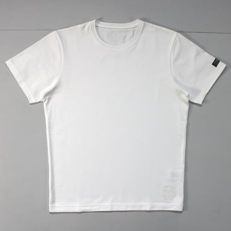 HOFI-021R-emb オーガニック超長綿 タック襟Ｔシャツ：ホワイト （リング/ホワイト刺繍）