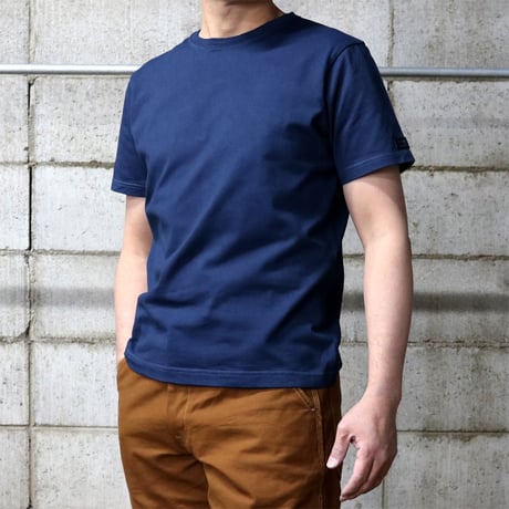 HOFI-021-JB [ 本藍染 ] オーガニック超長綿 タック襟Ｔシャツ：群青