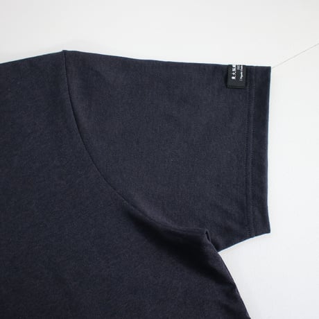 HOFI-021R オーガニック超長綿 タック襟Ｔシャツ：ネイビー杢