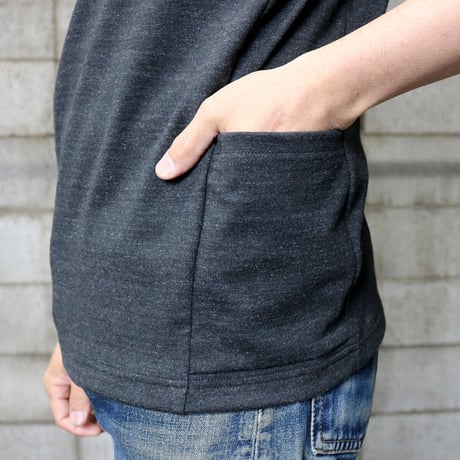 HOFI-024 ペルー超長綿 サイドポケットＴシャツ：チャコール