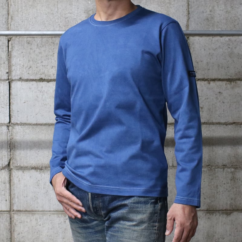 HOFI-023R-JB [ 本藍染 ] オーガニック超長綿 タック襟長袖Tシャツ