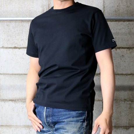 HOFI-021 オーガニック超長綿 タック襟Ｔシャツ：ブラック