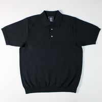 HOFI-053 強撚コットン鹿の子ニットポロ：ブラック