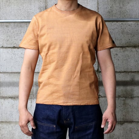 HOFI-021-KD [ 柿渋染 ] オーガニック超長綿 タック襟Ｔシャツ：渋茶色