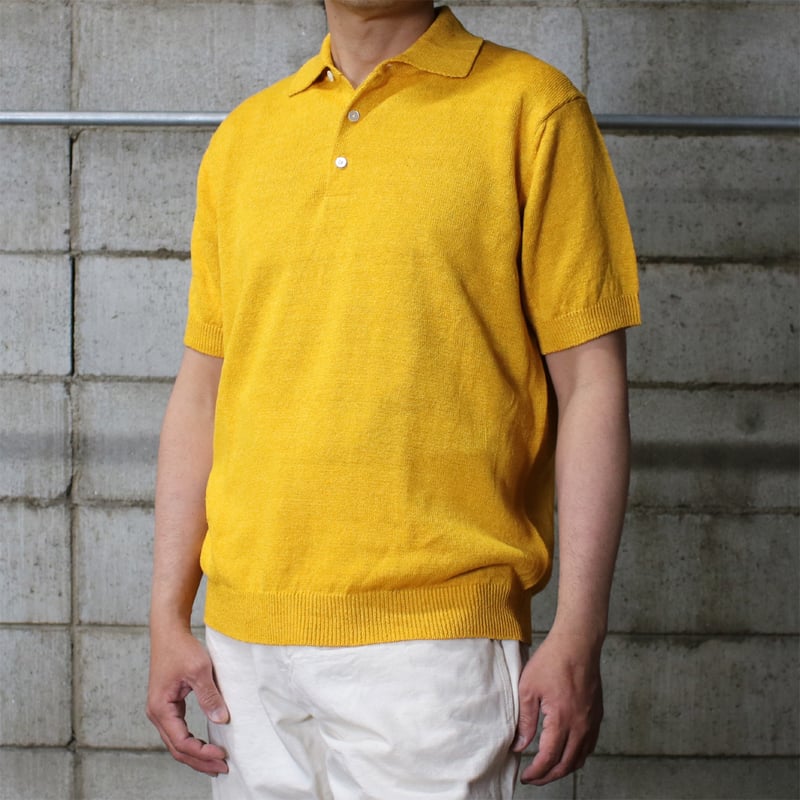 HOFI-047 リネンニットポロ：マスタード | 東大阪繊維研究所 works & store