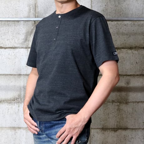 HOFI-031 ペルー超長綿 ヘンリーネックＴシャツ：チャコール