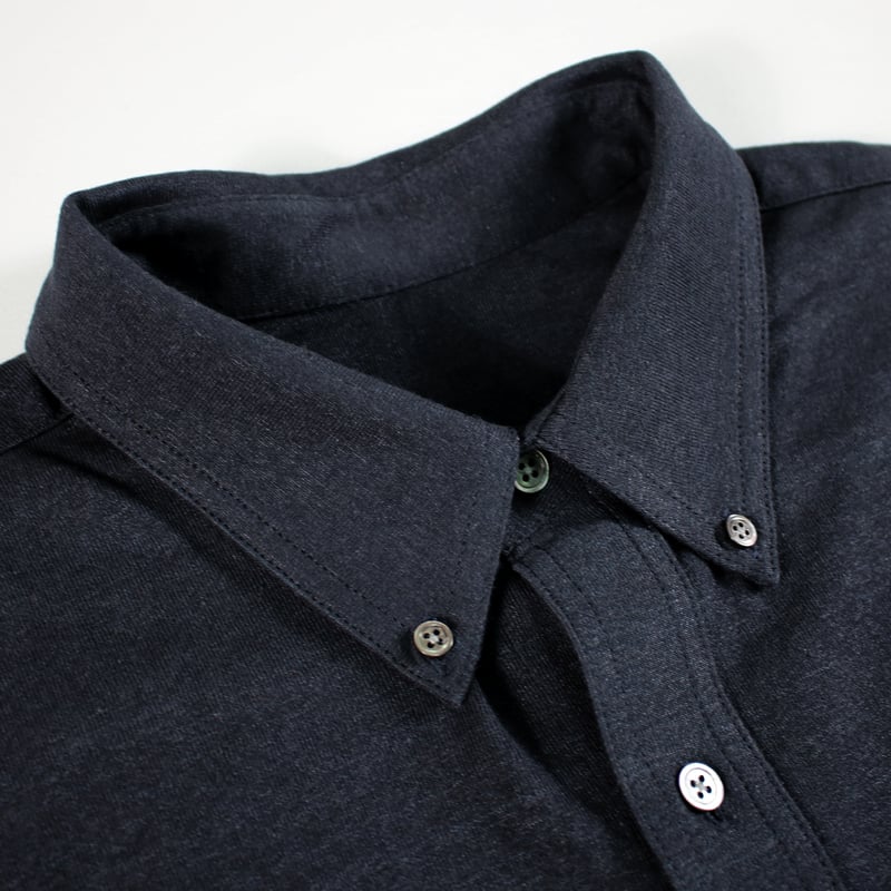 HOFI-044 リネンコットン強撚 長袖シャツ：ネイビー | 東大阪繊維研究
