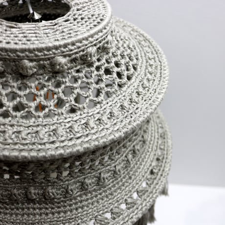 【Double virtue】hand-knit lamp shade：グレー