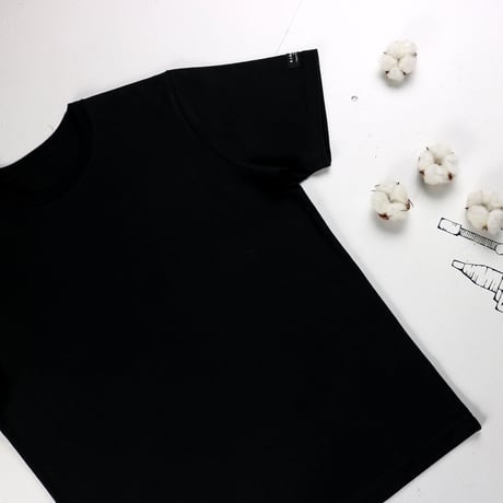 HOFI-021 オーガニック超長綿 タック襟Ｔシャツ：ブラック