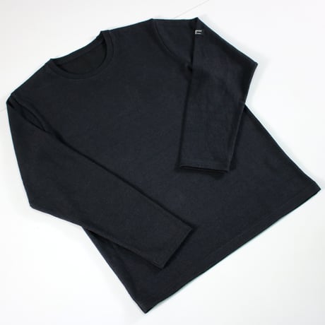 HOFI-049［モンスターオンス］リネンウール長袖Ｔシャツ：ブラック
