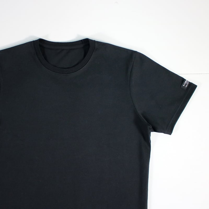 HOFI-021R オーガニック超長綿 タック襟Tシャツ：ブラック | 東大阪