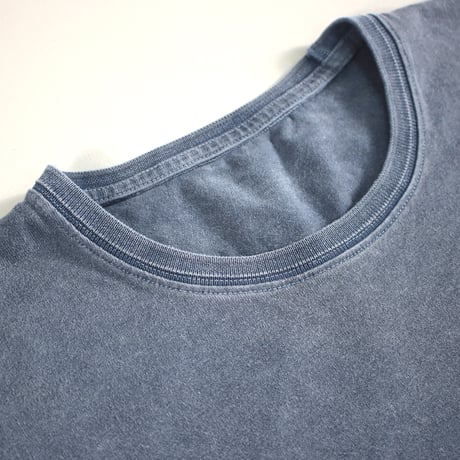 HOFI-023R-SW オーガニック超長綿 タック襟長袖Ｔシャツ ストーンウォッシュ加工：スレート