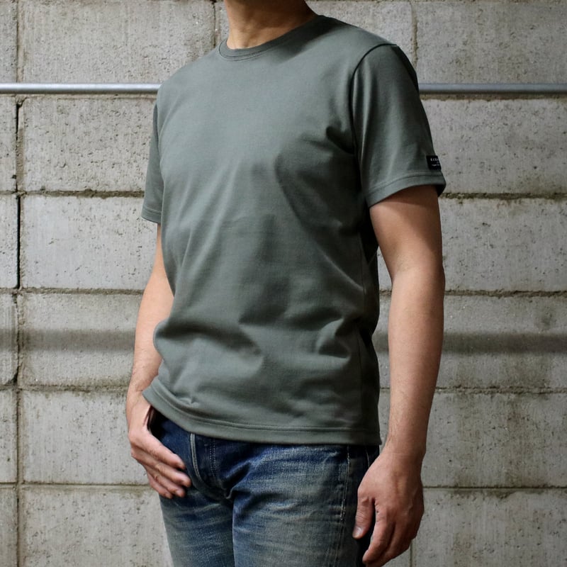 HOFI-021R オーガニック超長綿 タック襟Tシャツ：モスグリーン | 東