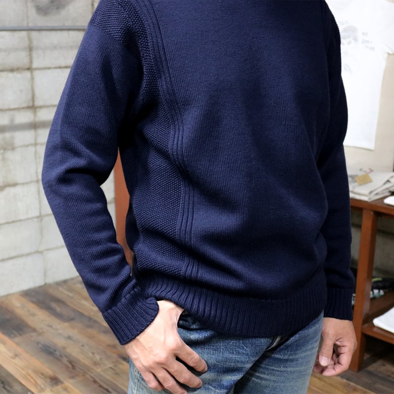 HOFI-038 コットンウールセーター：ネイビー | 東大阪繊維研究所 works