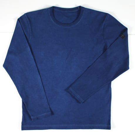HOFI-023R-JB [ 本藍染 ] オーガニック超長綿 タック襟長袖Ｔシャツ：群青