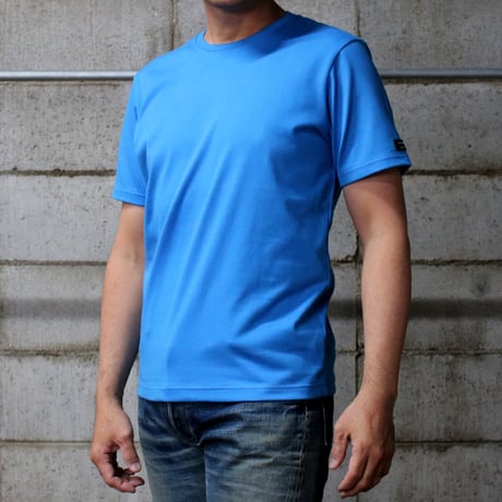 HOFI-021R オーガニック超長綿 タック襟Ｔシャツ：スカイブルー