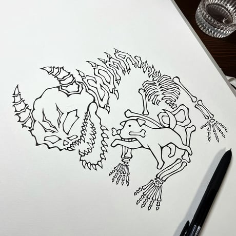 HOFI-028 ペンアートＴシャツ：9. COMA (dog+bone)