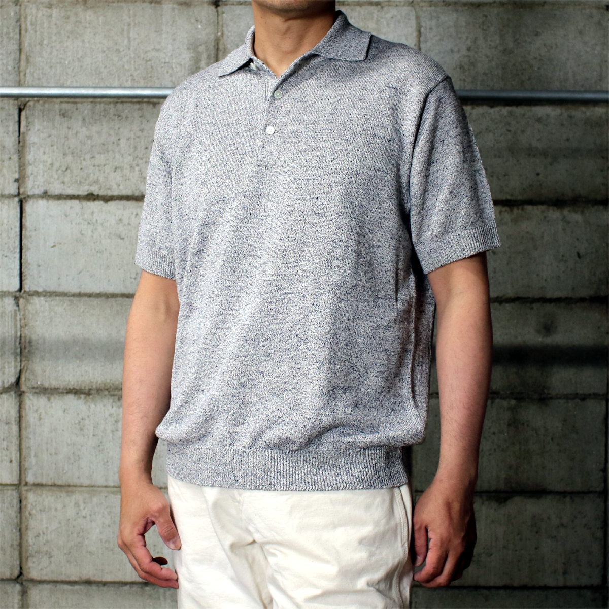 HOFI-047 リネンニットポロ：グラナイト | 東大阪繊維研究所 works & store