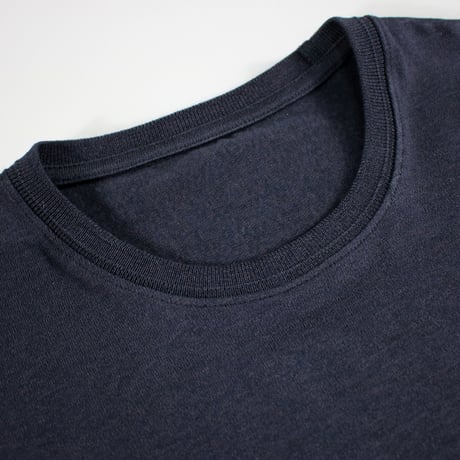 HOFI-023R オーガニック超長綿 タック襟長袖Ｔシャツ：撚り杢ネイビー